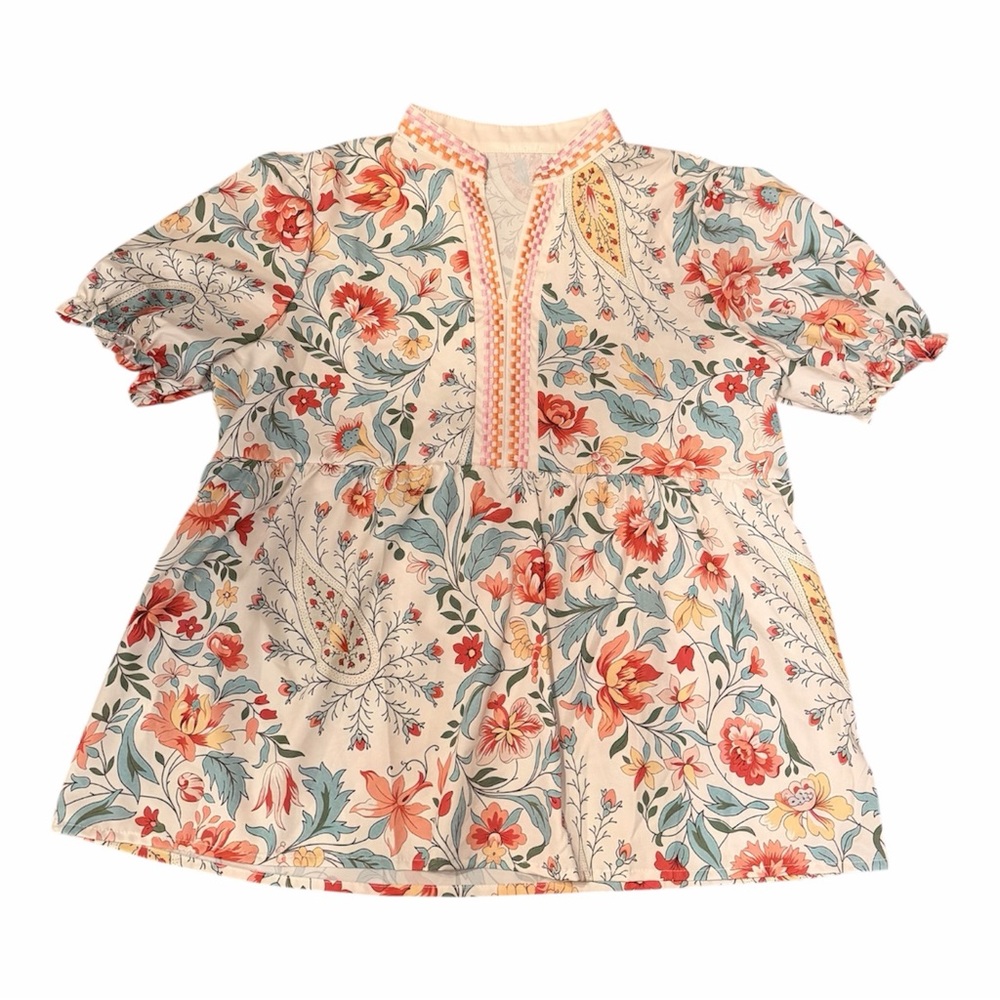 Cherry Betty - Floral Print Puff Sleeve Top - size M